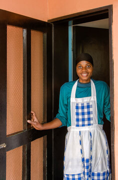 African domestic worker in uniform