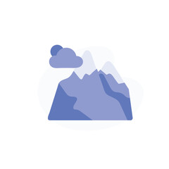 Vector Flat Icon A mountain with clouds in the distant