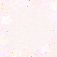 Fototapeta na wymiar いろいろな模様の桜をあしらった和紙風背景イラスト