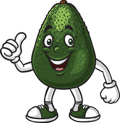 Cartoon avocado character giving a thumbs up