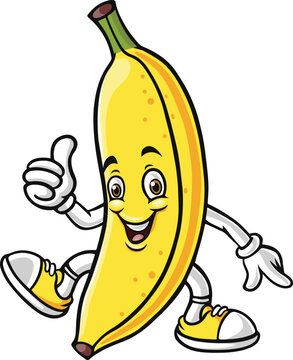Cartoon banana character giving a thumbs up