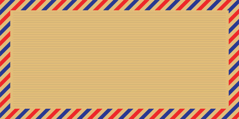 light brown envelope background with red blue stripes