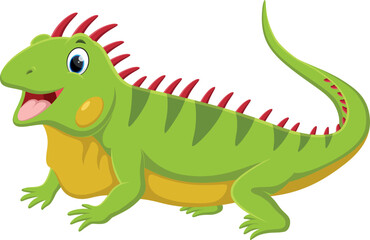 Cartoon happy iguana isolated on white background