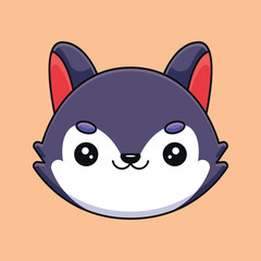 cute wolf head cartoon mascot doodle art hand drawn outline concept vector kawaii icon illustration