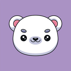 cute polar bear head cartoon mascot doodle art hand drawn outline concept vector kawaii icon illustration
