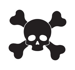 scary black skull vector design. skull and bones design on white background.