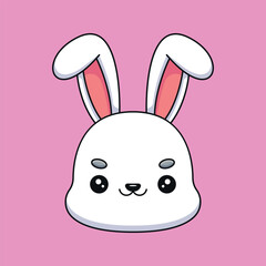 cute rabbit head cartoon mascot doodle art hand drawn outline concept vector kawaii icon illustration