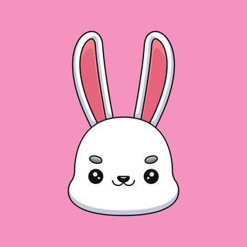 cute rabbit head cartoon mascot doodle art hand drawn outline concept vector kawaii icon illustration