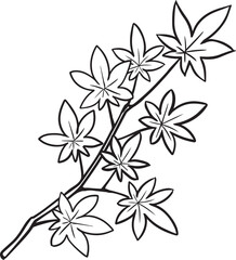  モミジの白黒の切絵みたいな線画