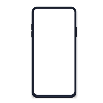 Mobile phone with blank screen. Flat style vector 