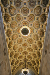 Breathtaking architecture details of panoramic dome columns scenic building interior view with...