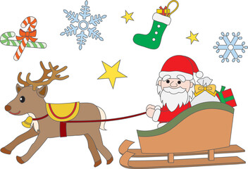 クリスマスのサンタとトナカイ