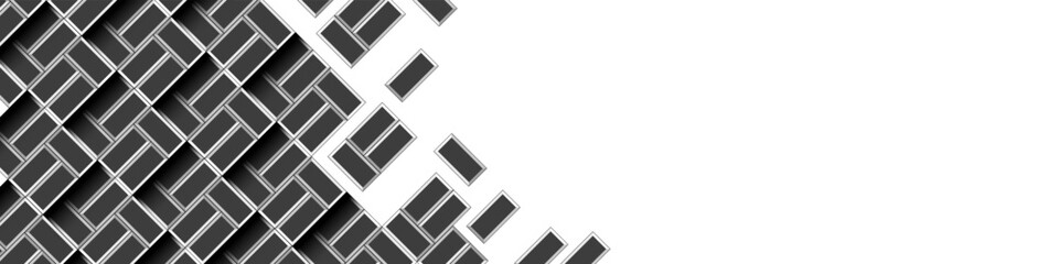 Black ceramic pattern texture. Dark tile wall background. Retro rectangle brickwall. Abstract wallpaper. Modern horizontal background Vector EPS 10