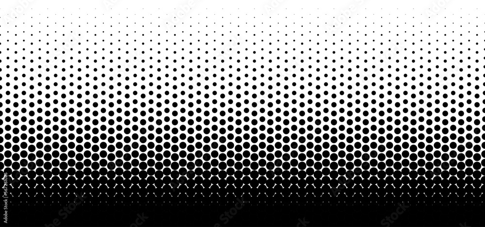 Poster dotted gradient halftone background. horizontal seamless dotted pattern in pop art style. abstract m