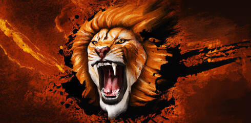 Lion head logo. King of the jungle.