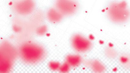 Hearts Confetti Falling Background. St. Valentine's Day pattern. Romantic Scattered Hearts Design Element. Love. Sweet Moment. Gift. Cute Element of Design for Sales or Celebration.