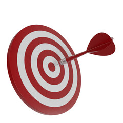 Arrow on Target isolated on yellow background, 3d render illustration