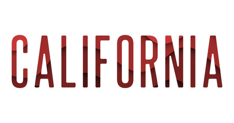 An isolated illustration of colorful lettering  of California. California Colorful name of USA state. Tourism related items.