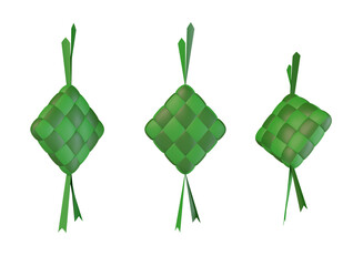 3d render illustration of ketupat food, for Eid greeting card decoration