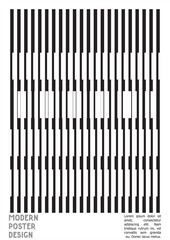 Geometrical Poster Design with Optical Illusion Effect.  Minimal Psychedelic Cover Page Collection. Monochrome Wave Lines Background. Fluid Stripes Art. Swiss Design. Vector Illustration for Placard.