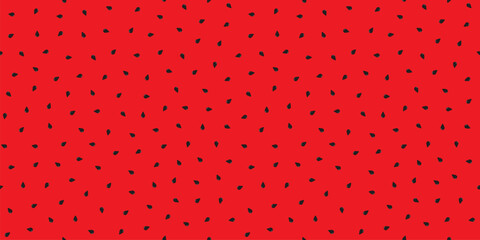 Repeating pattern of red watermelon seeds elements. Minimalist style fruit themed poster, for media promotion, background, cover, decoration, banner, flyer design, print on food or drink packaging.