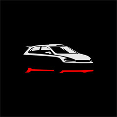 vector hatchback car type on black background. use for logo suggestion