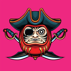 Daruma pirate hat illustration vector