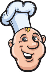cartoon smiling chef cook face - PNG image with transparent background