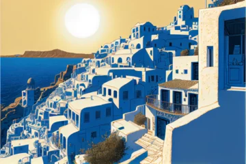 Fototapeten fascinating beautiful greece santorini © jang