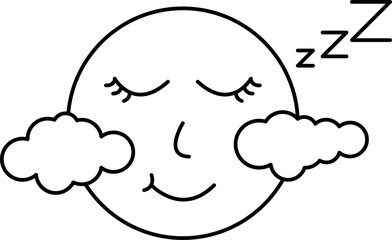 Moon with clouds doodle art