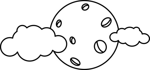 Moon with clouds doodle art