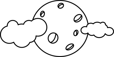 Moon with clouds doodle art