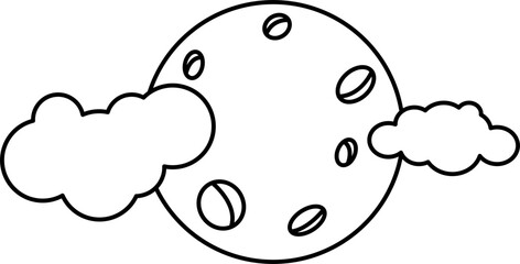 Moon with clouds doodle art