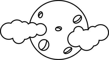 Moon with clouds doodle art