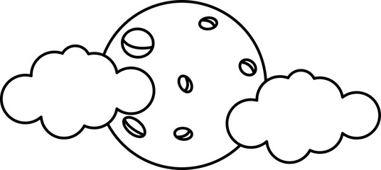 Moon with clouds doodle art