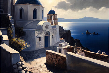 Fototapeta premium fascinating beautiful greece santorini