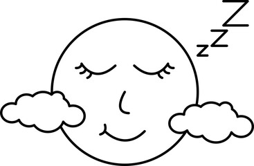 Moon with clouds doodle art