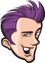 cartoon smiling freaky guy face - PNG image with transparent background