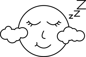 Moon with clouds doodle art
