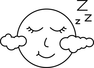 Moon with clouds doodle art