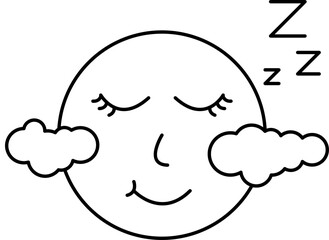 Moon with clouds doodle art