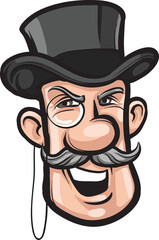 cartoon smiling gentleman face - PNG image with transparent background