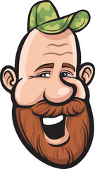 cartoon smiling man with red beard face - PNG image with transparent background