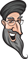 cartoon smiling old man from middle east face - PNG image with transparent background