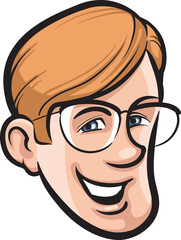 cartoon smiling student face - PNG image with transparent background