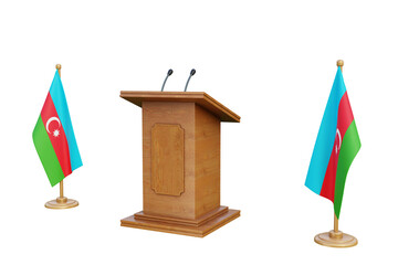 Psd 3d Azerbaijan presidential election podium with flag