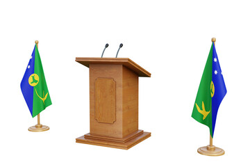 Psd 3d Christmas Island presidential election podium with flag