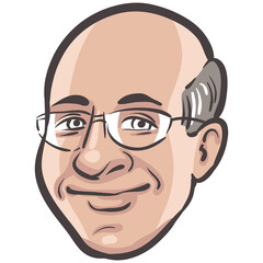 people profile person isolated face of bald man in glasses - PNG image with transparent background