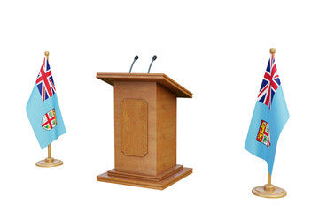 Psd 3d Fiji presidential election podium with flag