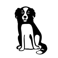 Vector illustration of Cartoon Dog no breed black white isolated hand drawing